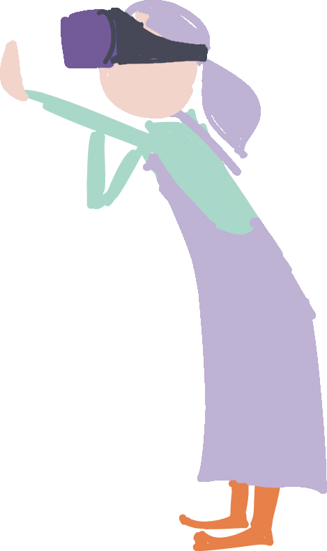 デジタル創作に夢中になる子どものイラスト